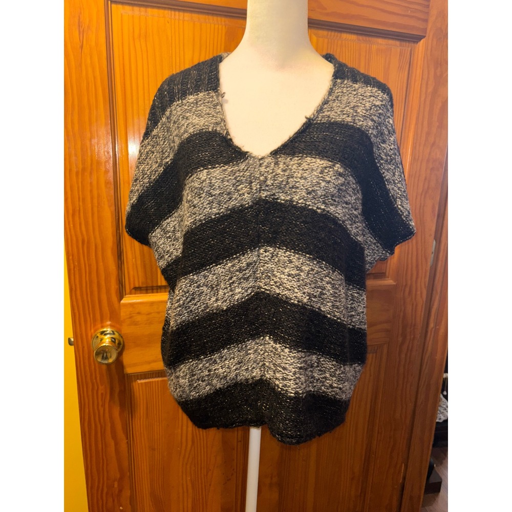 Black & Gray Chevron Knit Sweater Top | Dark Academia Grunge | Size L